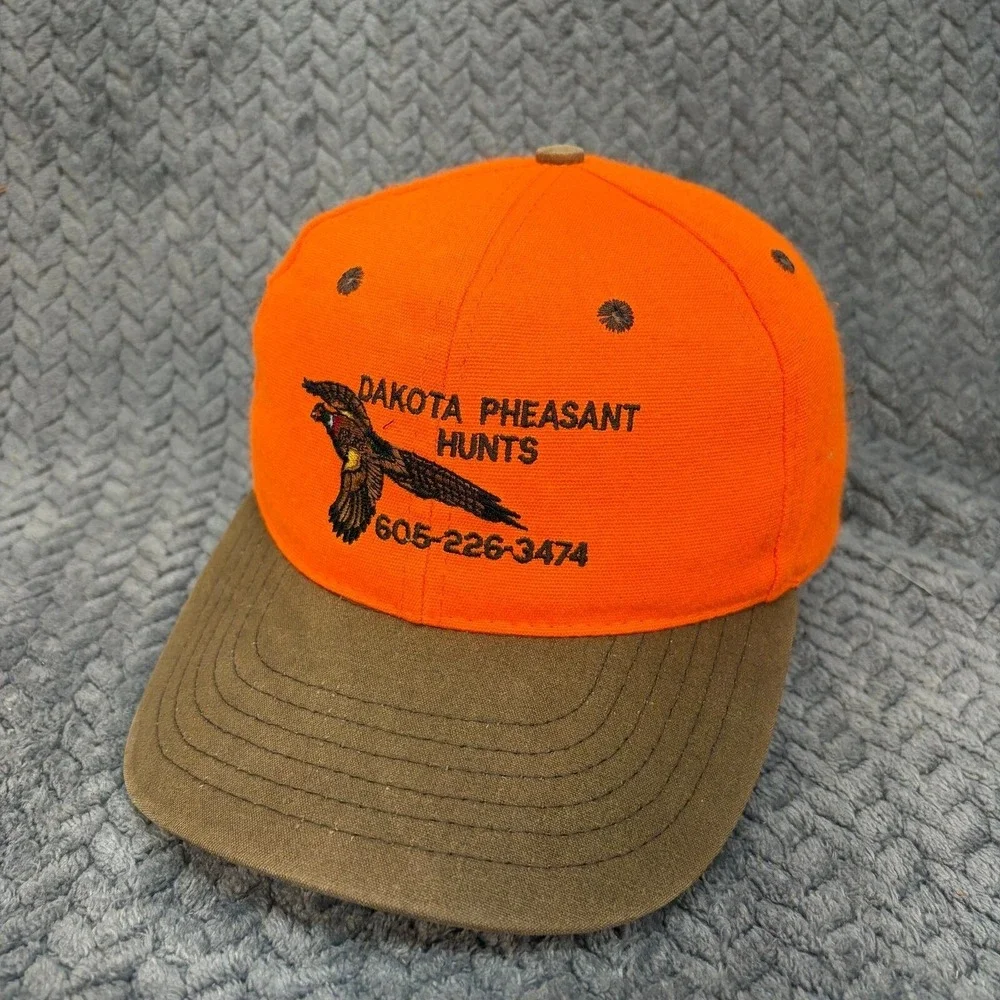 Dog Daze USA Dakota Pheasant Hunts Blaze Orange Brown Snapback Hat 0857